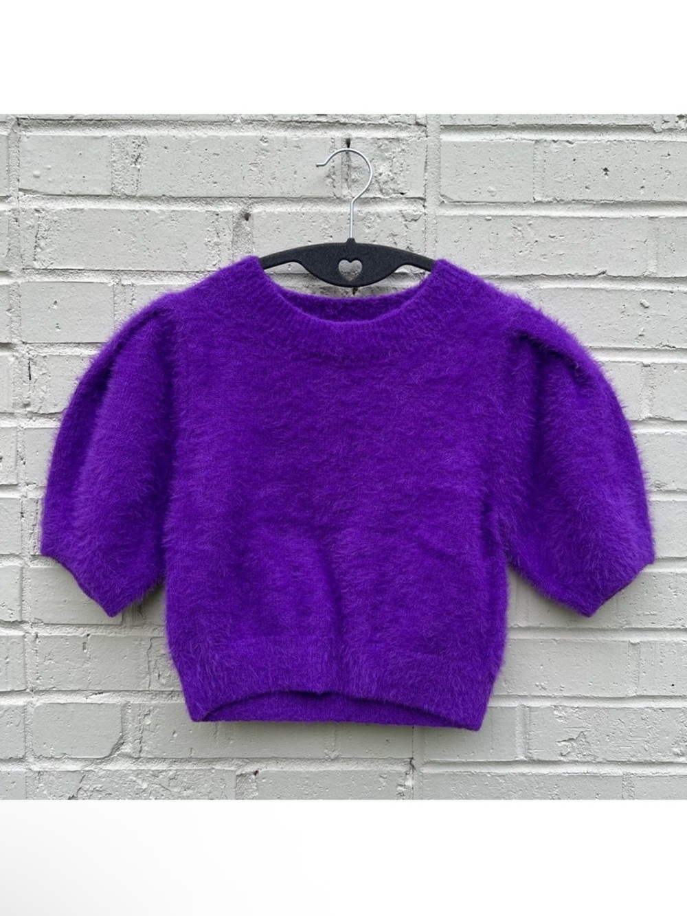 Day + Moon cropped soft fuzzy sweater top